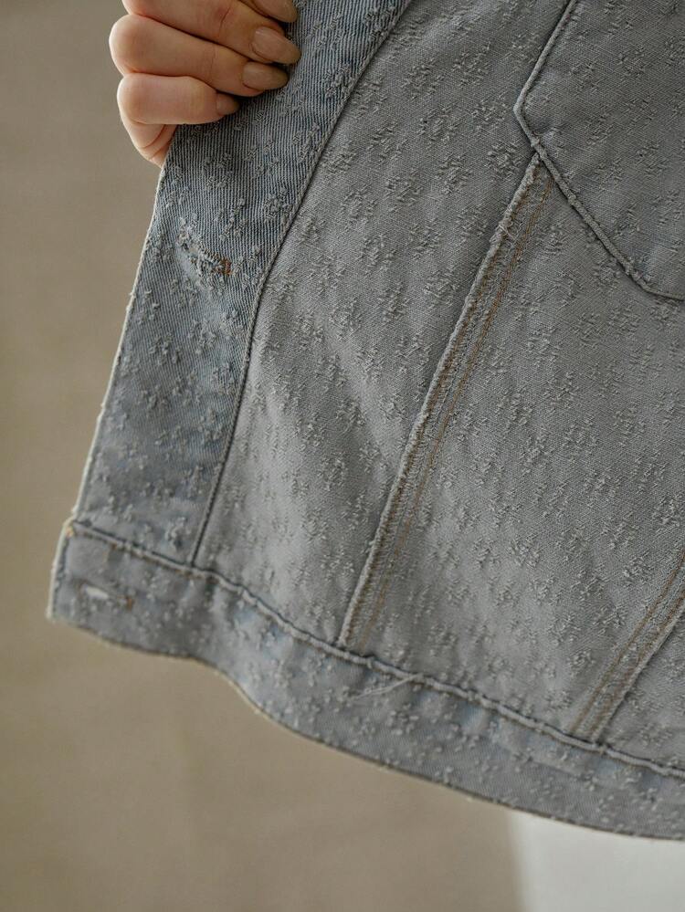 PLUS LIGHTWEIGHT WASHED DENIM JACKET, JACQUARD WEAVE, LIGHT BLUE, SPRING/SUMMER