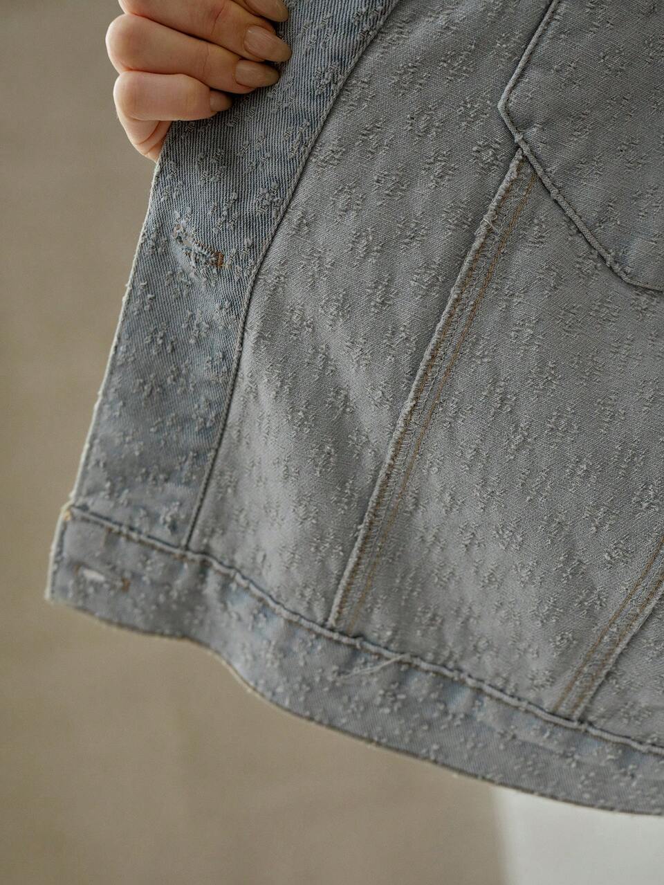 PLUS LIGHTWEIGHT WASHED DENIM JACKET, JACQUARD WEAVE, LIGHT BLUE, SPRING/SUMMER