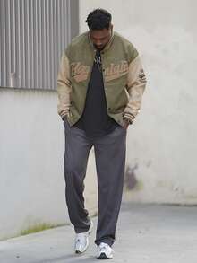 Heavens Edit 男士飞行员夹克春秋休闲情侣潮流夹克 - 綠色 - 查看 4