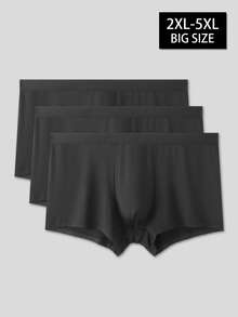 3pcs/Set Plus Size Men's Comfortable Minimalist Black Boxer Briefs