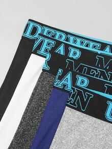 EasyFave 5pcs/Pack Men's Letter Waistband Casual Boxer Briefs - Multicolor - View 3