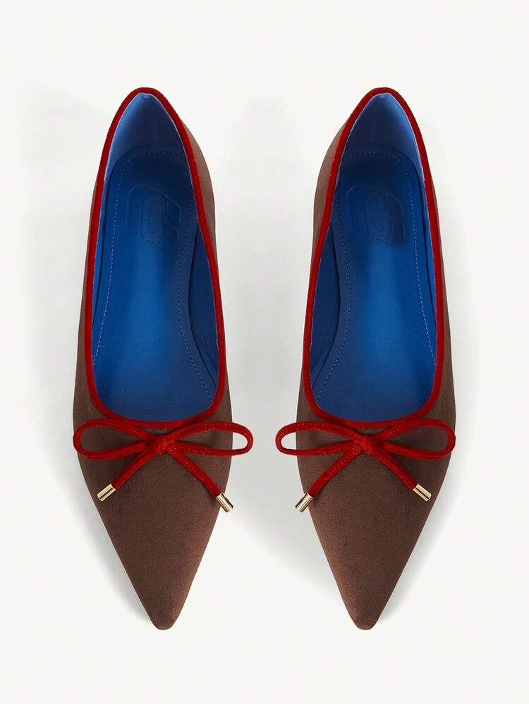 CUCCOO CHICEST Women's Elegant Commuter Flats With Bow Decor Pointed Toe For Christmas