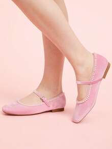 CUCCOO DOLLMOD 女士优雅珍珠平底芭蕾舞鞋 - 淺粉色 - 查看 5