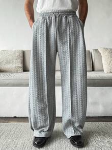 HUEFORM Quần nỉ ống rộng cạp rút dây cho nam, quần nỉ ống rộng dáng rộng đi nghỉ, quần nỉ ống rút dây cho chồng, quà tặng bạn trai - Xám - Xem 4