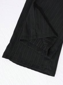 3pcs Girls' Striped Textured Casual Straight Leg Pants, Suitable For Daily Wear - Blue - View 5