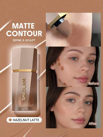 SHEGLAM Sun Sculpt Liquid Contour-Hazelnut Latte Contour Liquid Non-Greasy Long Lasting Natural Bronzer Contouring Weightless Contour Brand Beauty Makeup Face Paint Cosmetic For Women Girls Perfect For Winter Ideal For Y2K Fancy Fashion Suitable For Birthday Christmas Gift Party Ready Best Color