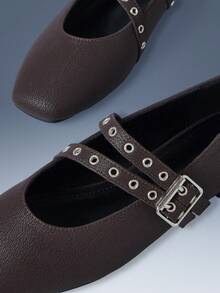 CUCCOO GRLICON 女士搭扣设计时尚百搭休闲平底鞋 - 卡其色 - 查看 4