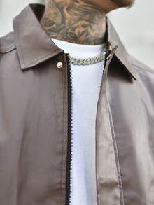 Devon Thys Men's Casual Loose Fit Business PU Leather Jacket, For Fall, Grunge - Brown - View 5