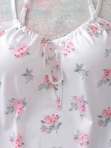 Elegant Lace Floral Print Women's Nightgown - Pink - View 4