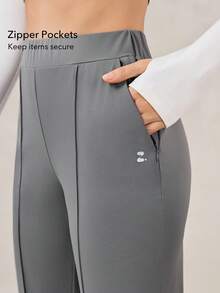 OutZeal 女士运动裤 休闲凉爽触感弹力阔腿带拉链口袋 - 灰色 - 查看 2