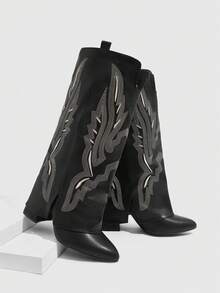 CUCCOO SZL 女士休闲过膝长靴，秋冬季 - 黑色 - 查看 2