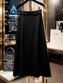 Franclia 黑色金色双拉链口袋优雅女士半身裙 - 黑色 - 查看 2