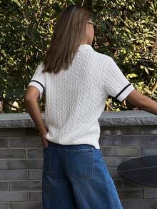 DAZY Women's Summer Embroidered Decorative Casual Knit Top - White - View 5