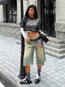 SHEIN EZwear Women's Short Sleeve Black Mesh Top