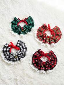 PETSIN 节日宠物围巾，铃铛猫狗围巾，欧根纱蕾丝猫狗围巾，宠物围巾，适合中小型犬，各种猫