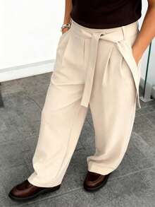 HUEFORM Pantalones rectos sueltos con pliegues casuales para hombres, adecuados para uso casual diario, salidas de fin de semana, viajes, reuniones con amigos, etc. Este pantalón es un artículo versátil y esencial en el guardarropa de un hombre, y hace un gran regalo para un novio o esposo. - Albaricoque - Ver 3