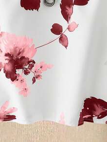 EMERY ROSE 2件套女士碎花圆领短袖上衣和裤子，新年休闲装 - 中紫紅色 - 查看 3