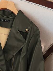 GlowEve CURVE Áo khoác ngắn tay dài cỡ lớn dành cho nữ, Áo khoác mô tô ngắn thời trang đa năng, thường ngày, thích hợp mặc hàng ngày, giúp thon gọn - màu xanh lá - Xem 4