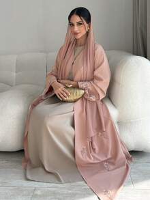 Yasmyna Women's Elegant Floral Embroidered Abaya Dress Modest Butterfly Abaya Abayas Dubai Luxury