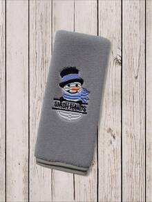 1pc Christmas Super Soft Embroidered Snowman Hand Towel, Suitable For Kitchen, Bathroom Decor And Gifts - Multicolor - View 5