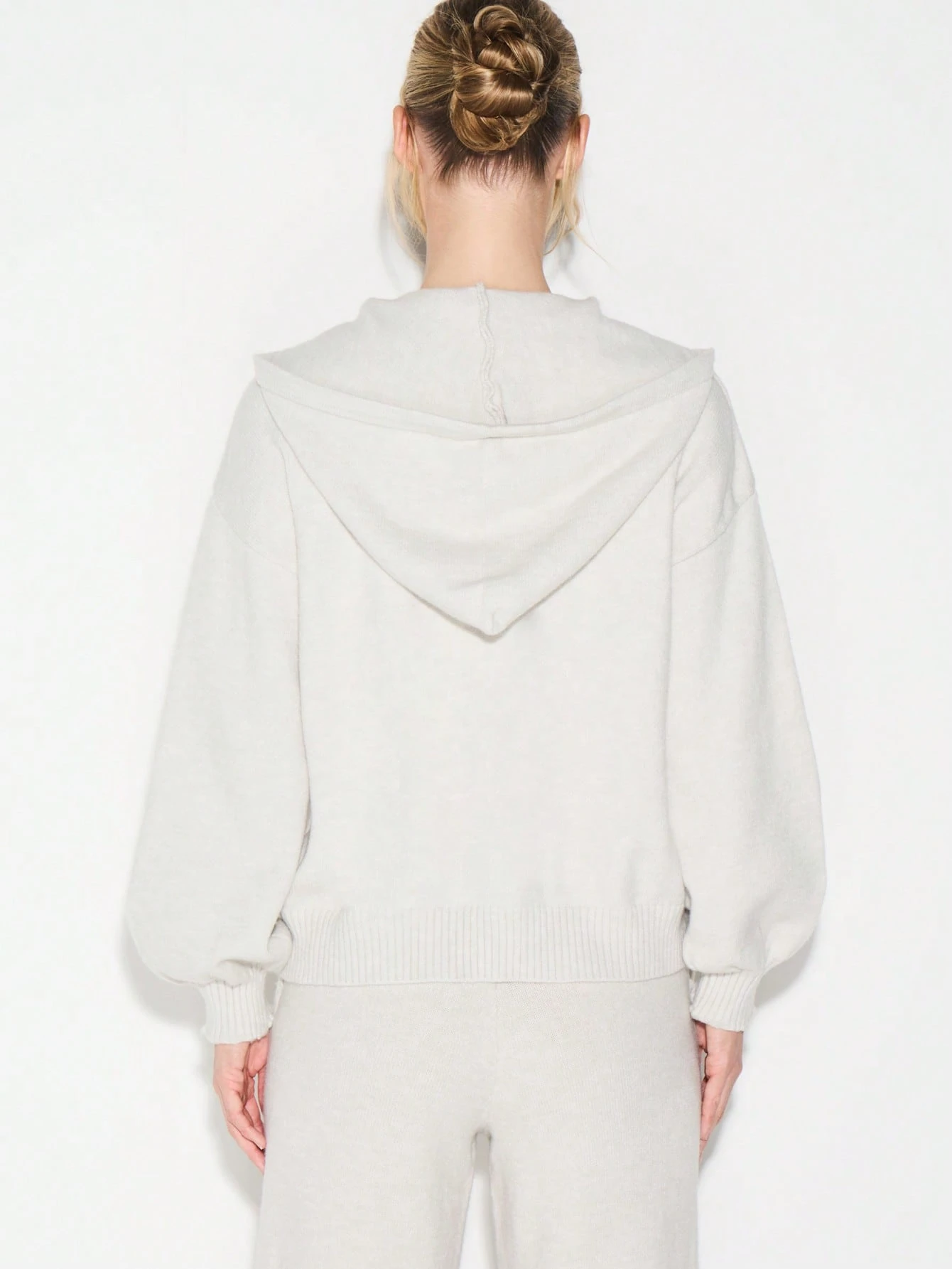 KIZN Oversized Zip-Up Hooded Cardigan With Long Sleeves