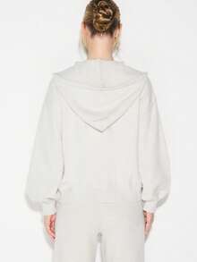 KIZN Oversized Zip-Up Hooded Cardigan With Long Sleeves And Ribbed Knit Texture For Casual Layering - Grey - View 2