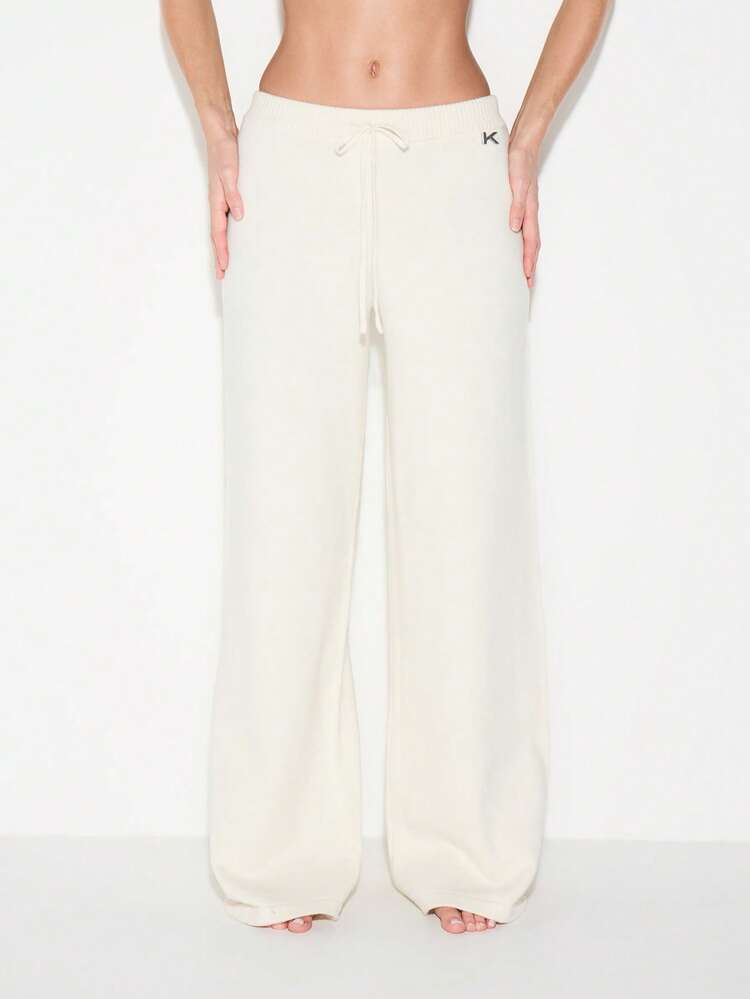 KIZN Knitted Wide Leg Drawstring Jogger Pants