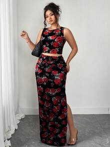 Elenzga Bộ đồ 2 món dành cho nữ cỡ lớn, gồm áo hai dây và chân váy in họa tiết da báo, gợi cảm và phù hợp cho việc đi lại hàng ngày. - màu đen - Xem 6