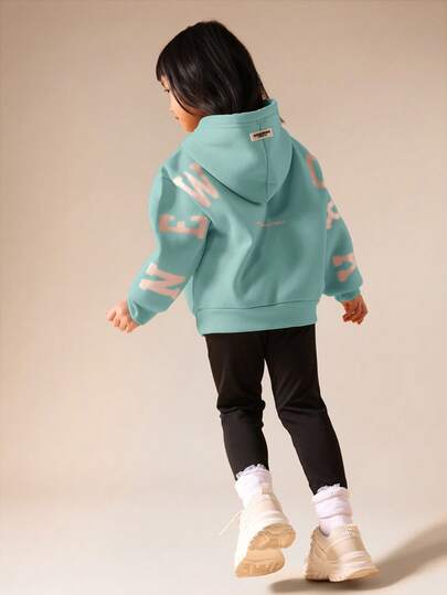  SUMWON New York City Letter Print Pullover Hoodie With Oversized Fit For Kids Winter Casual Streetwear Vacation