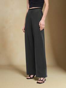 BizChic 2025 Herbst/Winter Neue graue gestreifte Hose mit Taillenkontrastbesatz und weitem Bein, Anzughose, Vintage Chic Urban Pendler Alltags Lässig Romantisch 90er Weihnachten Neujahr, Elegante Party Formell Strand Abschluss Mode, Vielseitig Romantisch, Geeignet für Hochzeitsgäste, Gastgeber, Date, Party, Konzert, Bühnenauftritt, Frühstück, Flughafen, Mehrzweck - Dunkelgrau - Übersicht 4