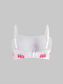 ROMWE Kawaii 2件套加大码甜美可爱草莓花卉印花文胸套装 - 彩色 - 查看 8