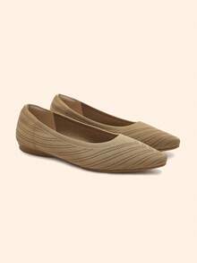 Ressula Women's Casual Versatile Commuting Simple Solid Color Flats - Apricot - View 2