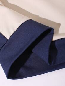 Vacaura 2pcs/Set Fashionable Tween Boys Hooded Sweatshirt With Contrast Color Splicing And Sweatpants Casual Sports Outfit