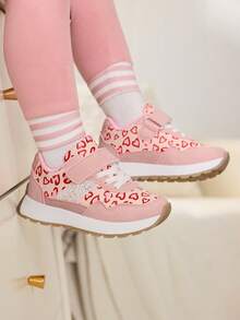 Cozy Pixies 1 Pair Pink & Gold Matching Color Simple Design Comfortable Non-Slip Soft Bottom Casual Sneakers For Baby & Toddler Girls, Spring/Summer - Multicolor - View 2