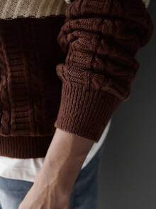 EURMUSE Men's Casual Contrast Color Round Neck Long Sleeve Sweater, Versatile For Autumn - MultiWarna - View 6