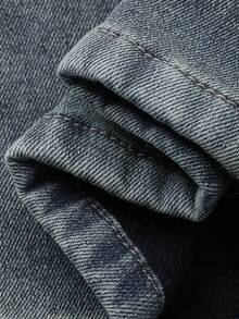 DAZY 女士喇叭形保暖内衬牛仔裤，秋冬季 Y2K 款式 - 藍色 - 查看 11