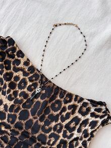 SHEIN Tonårsflickors minimalistiska, avslappnade, affärs-, pendlings-, skol-, sport-, broderad klänning med krage - Marinblå - Visa 3