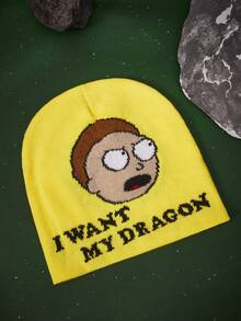 Rick and Morty X SHEIN 1 chiếc mũ len đan họa tiết hoạt hình, ấm áp, thời trang - A - Xem 1