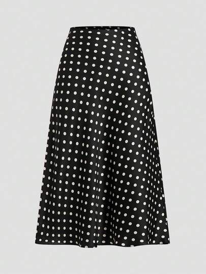 Firerie Plus Size Polka Dot Print Casual Skirt/ Spring To Summer