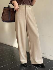 DAZY Women's Loose Casual Lace Patchwork Pants - Khaki - View 5