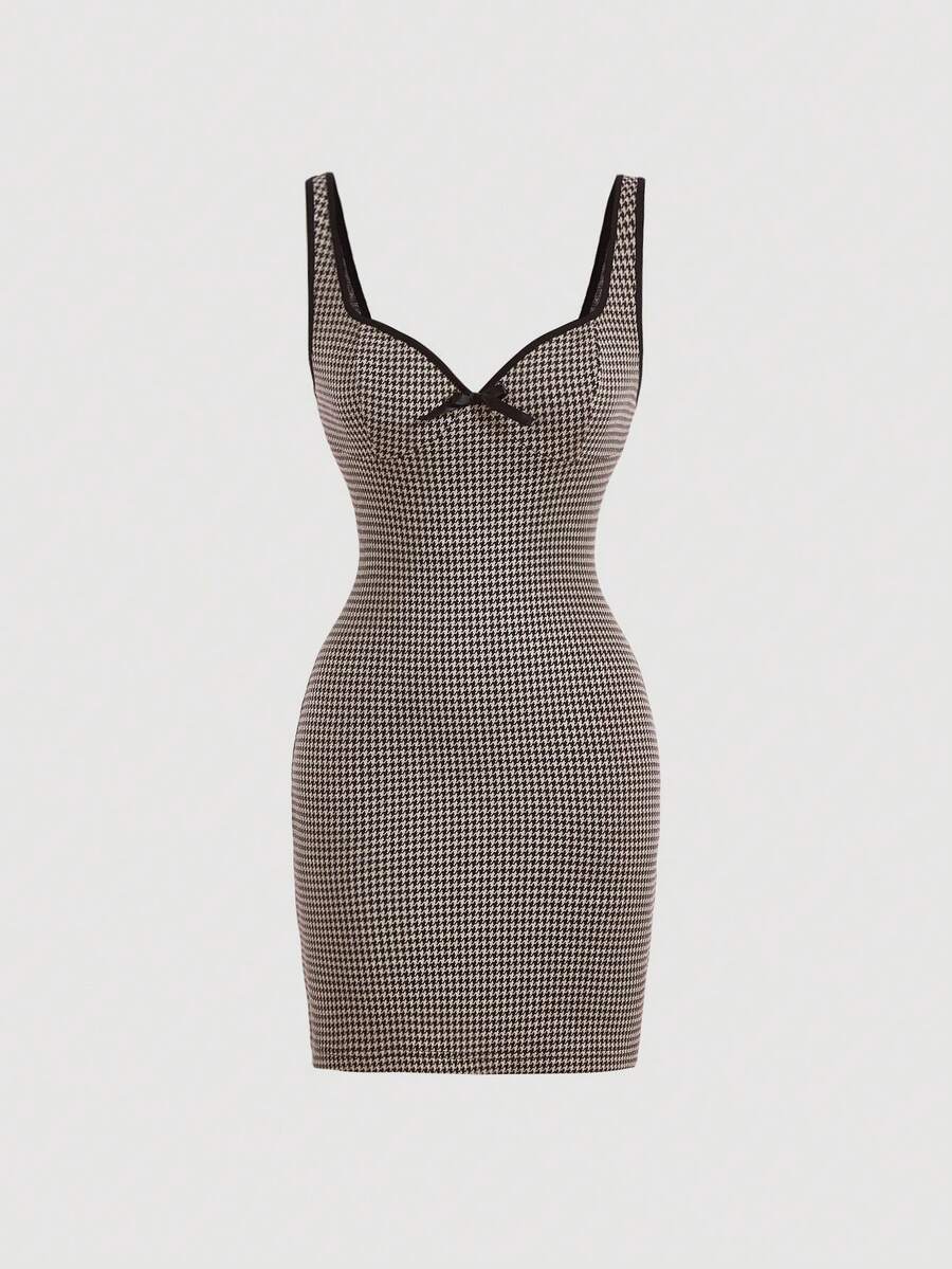 SHEIN MOD Đầm Nơ Bướm Tương phản ràng buộc răng cưa Giải trí - Nhiều màu - Xem 1