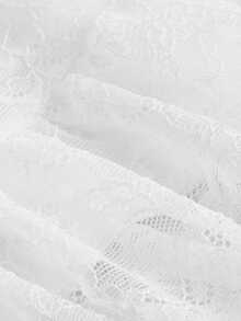 SHEIN MOD White Romantic Ballet Style Lace Ruffle Hem Dress Wedding Guest Summer Summer Outfits Graduation White Dress - White - View 4