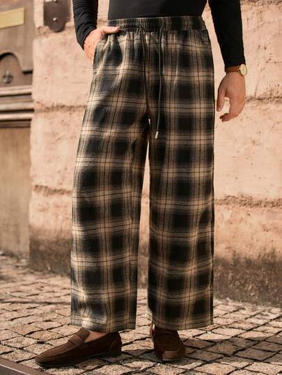 HIMLAND Rutiga vardagsbyxor för män