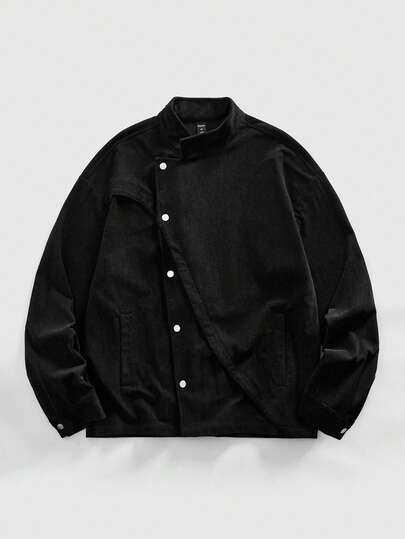 Street Life Men's Solid Color Minimalist Casual Long Sleeve Stand Collar Jacket