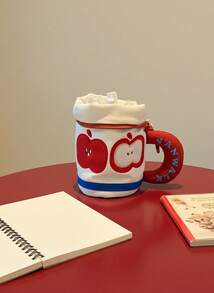 Joivida Minimalist Apple Pencil Case - Large-Capacity School And Office Organizer With A Cute Red Apple Pattern, Compatible With Pens, Pencils, And Markers - A Desktop Decoration For Students And Teachers, Worthy Stationery Storage, Fun Design, And Side Mesh Pockets.