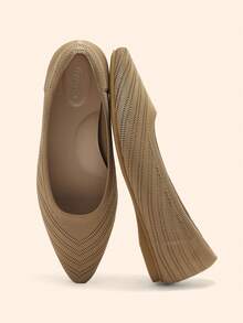 Ressula Women's Casual Versatile Commuting Simple Solid Color Flats - Apricot - View 3