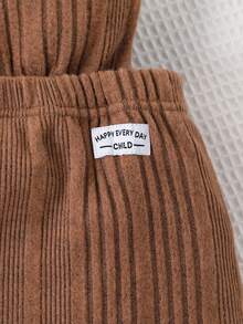 SHEIN 2pcs Baby Boy Textured Fleece Stand Collar Long Sleeve Top And Bib Overalls Set New Born Fall Baby Outfit Newborn Baby Boy Brown Baby Boy Outfit Mocha Baby Clothes Baby Knit Jumpsuit Brown Baby Boy Jumpsuit