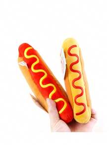 PETSIN 互动式毛绒热狗磨牙玩具，带沙沙声和柔软耐嚼的质地 - 耐用毛绒狗，适合小型、中型和大型犬 - 可爱的磨牙益智玩具，无需电池/易于清洁，适合所有犬种的耐嚼宠物玩具 - 彩色 - 查看 8