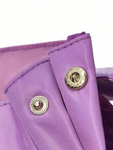 DORA | SHEIN 1 Pc Cute Cartoon Print Backpack, Adjustable Shoulder Strap Length, Gym Bag, Casual Bag, Canvas Backpack, School Bag, Travel Bag , Purple - Purple - View 6