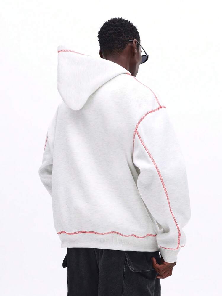 Boxy Hoodie With Contrast Stitching